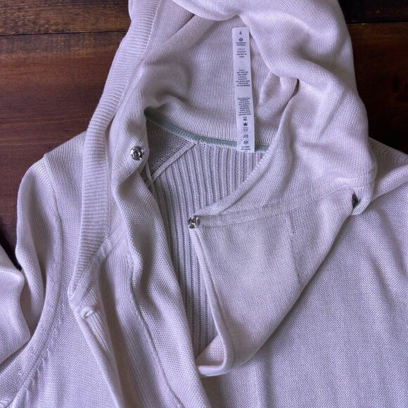 Lululemon Peace Of Mind Wrap Hooded Heathered White Sweater Cardigan Women's 4 - Picture 11 of 13